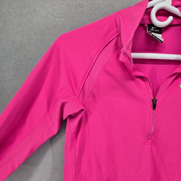Nike Dri-Fit Long Sleeve Activewear, 1/4 zip, Hot Pink, Running, Pullover, Small - Picture 6 of 10